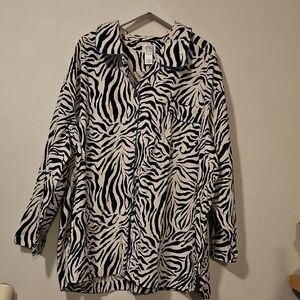Zebra Print Women's Pajama Top - Black & White
